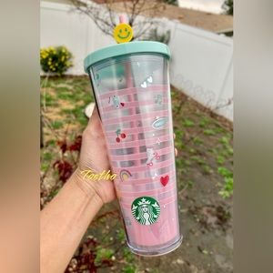 Starbucks Korea Valentine’s Sweet Love Pink Stripes Venti Tumbler